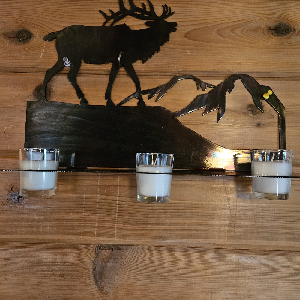 Metal - Copper Design Rustic Elk Wall Candle Holder